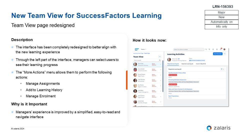 New Team View for SuccessFactors Learning