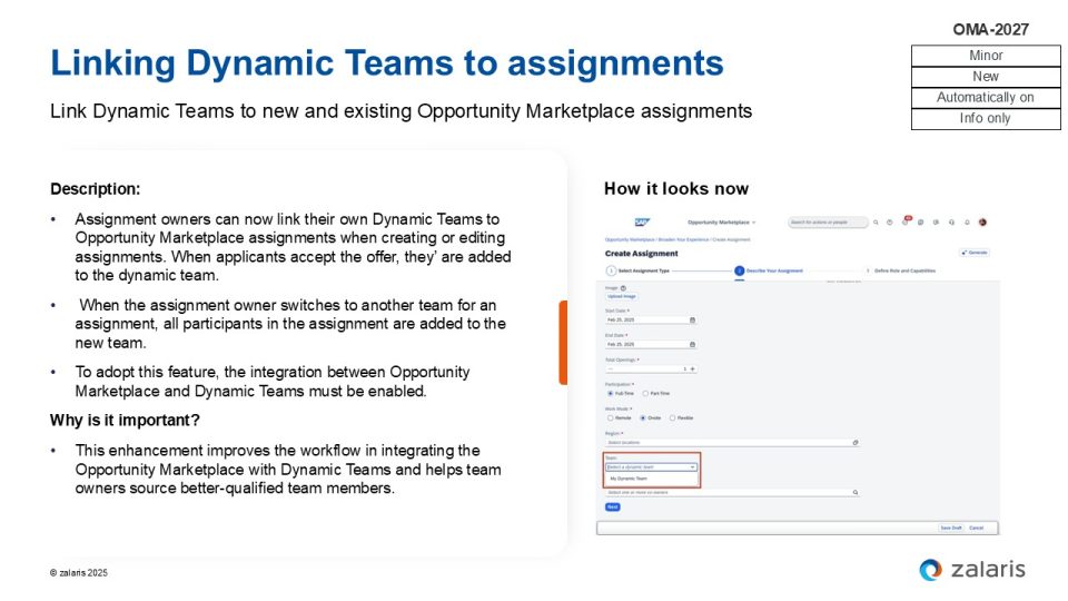 Linking Dynamic Teams to assignments