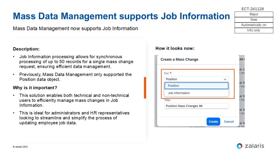 Mass Data Management for job information